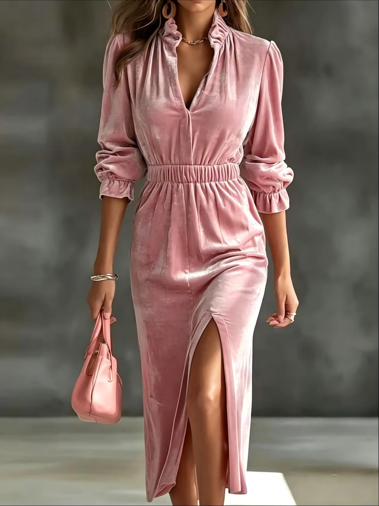 Langarm-Kleid mit Spalt
