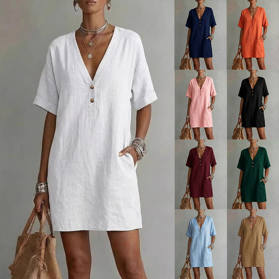 Casual Midi-Kleid mit Knopfleiste