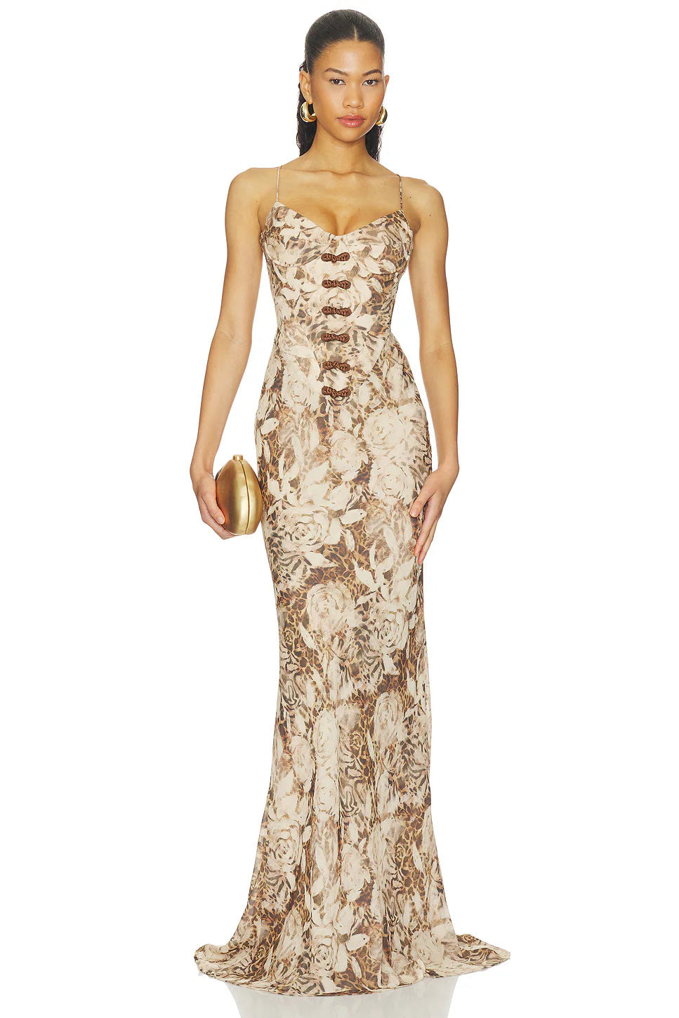 Leoparden-Blumen-Patchwork-Abendkleid – Bild 5 | LuxeStyle
