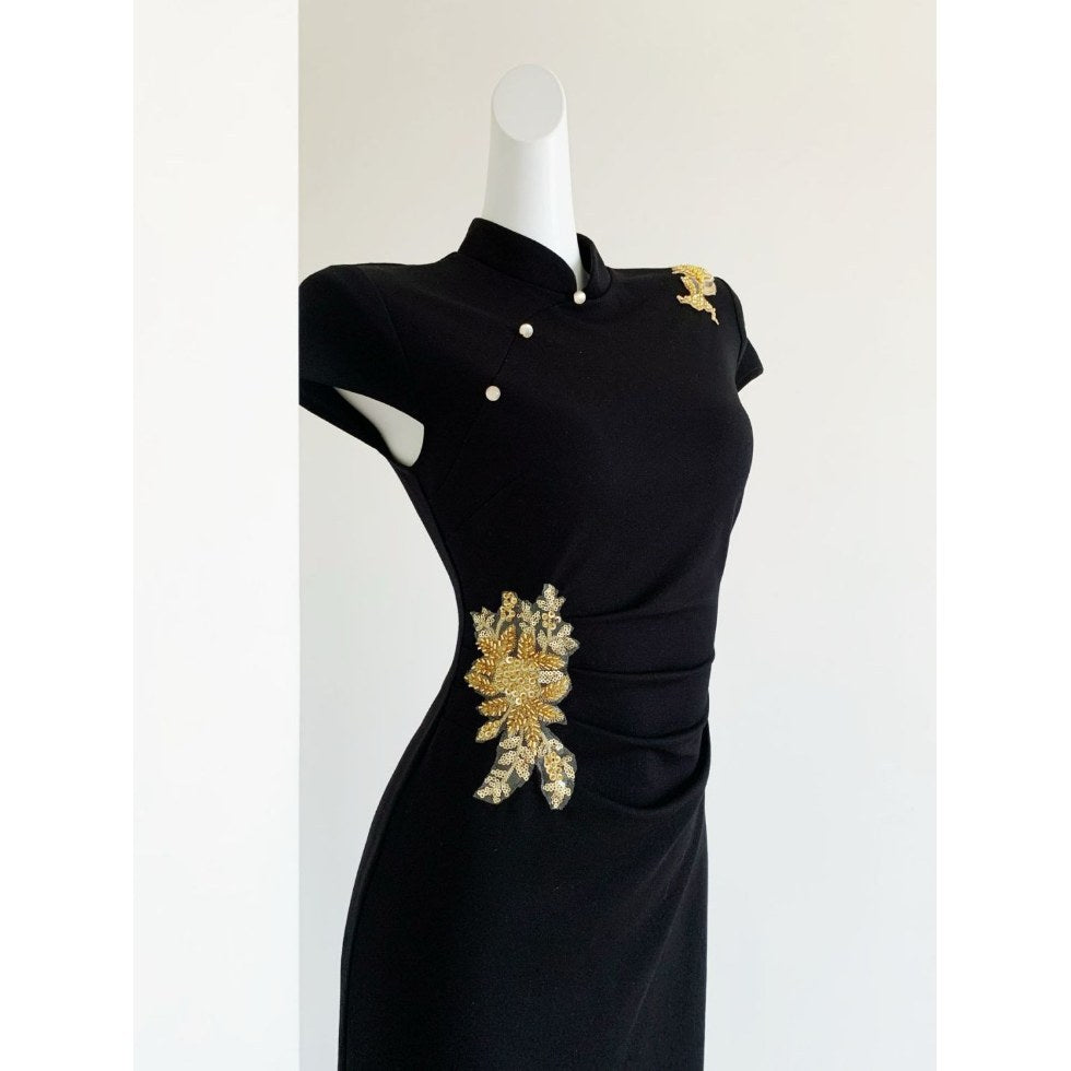 Vintage Cheongsam Kleid mit ¾-Ärmeln – Bild 3 | LuxeStyle