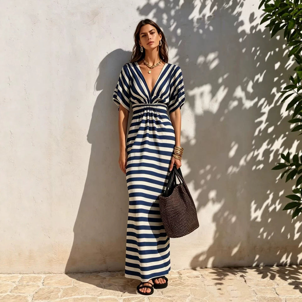 Lose sitzendes Streifen-Kleid