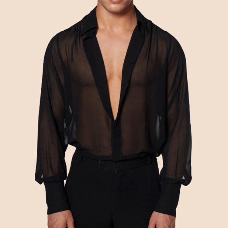 Transparentes Chiffon Slim-Fit Hemd für Herren – Bild 3 | LuxeStyle