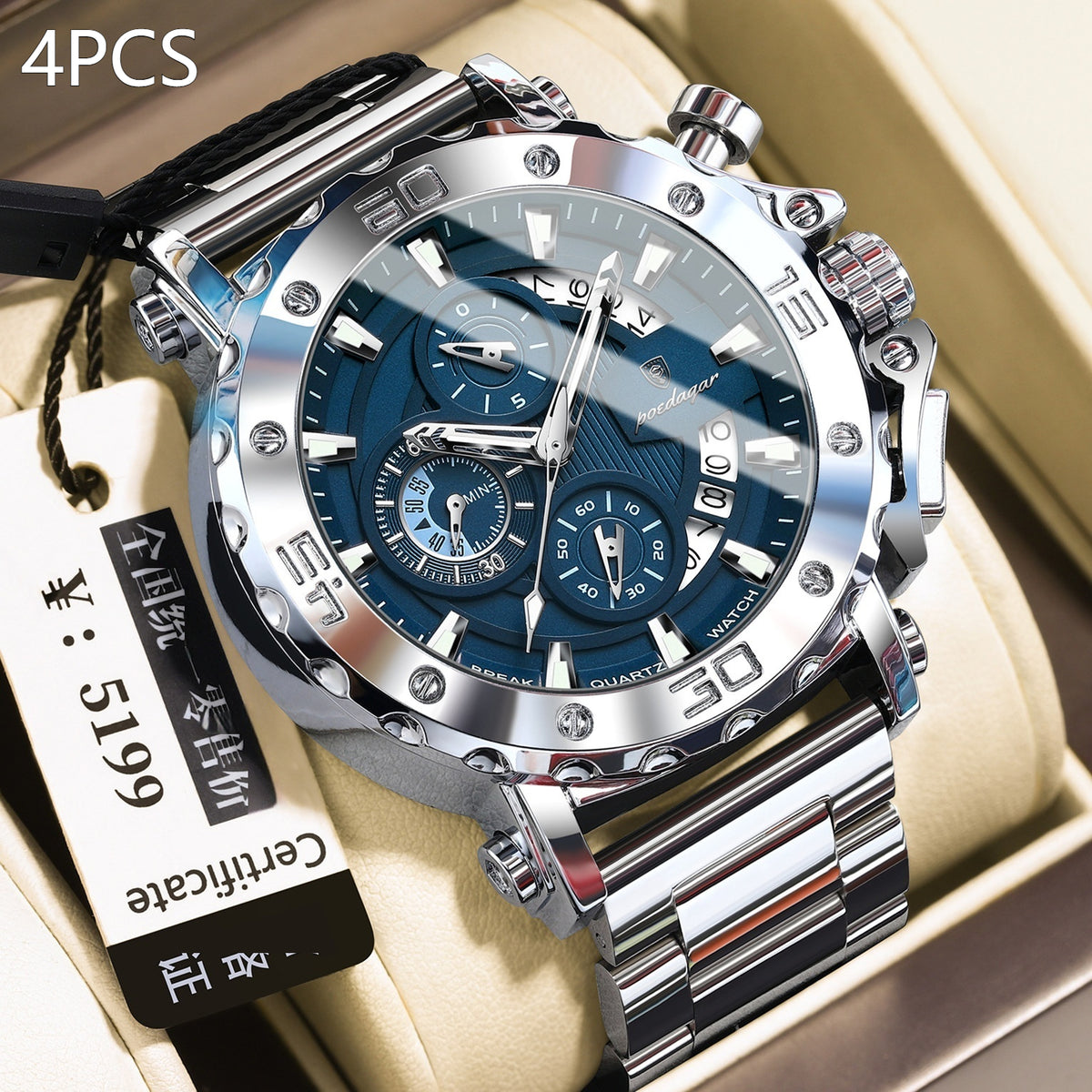 Quarz-Uhr wasserdicht, leuchtend, multifunktional für Herren – Bild 3 | LuxeStyle