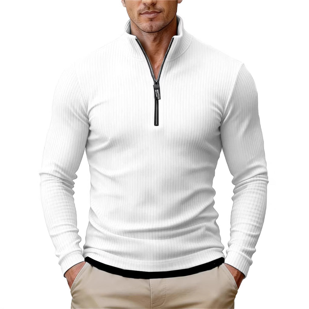 Herren-Retro-Halbzipfelpullover mit Stehkragen