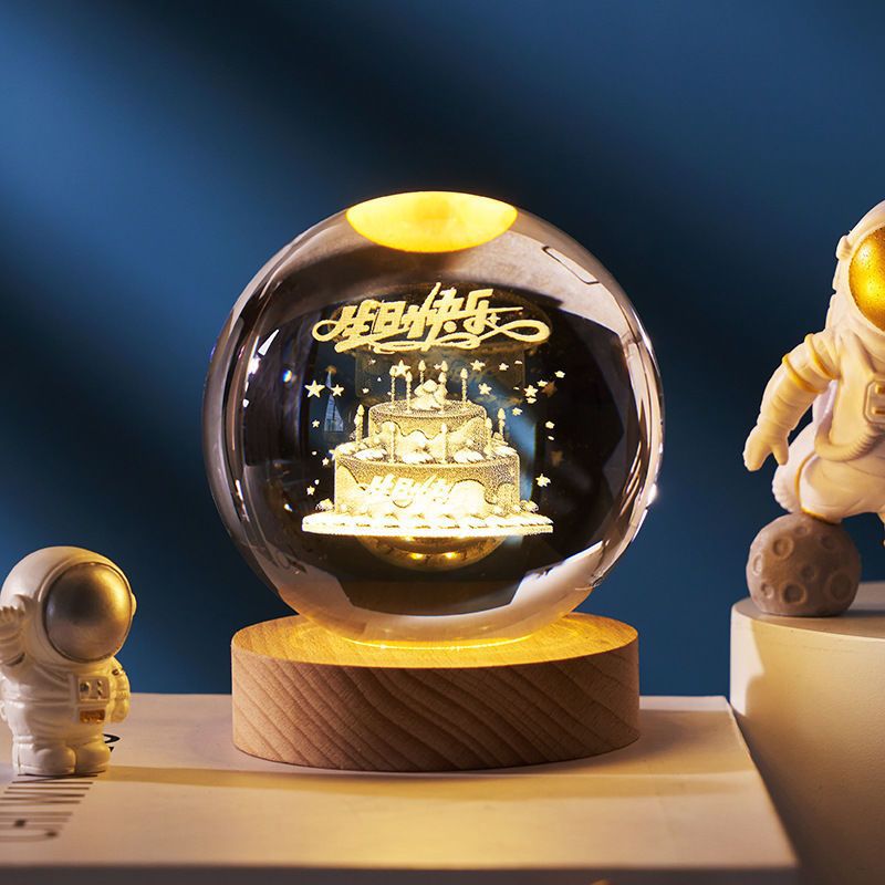 3D Planeten Kristallkugel Nachtlicht
