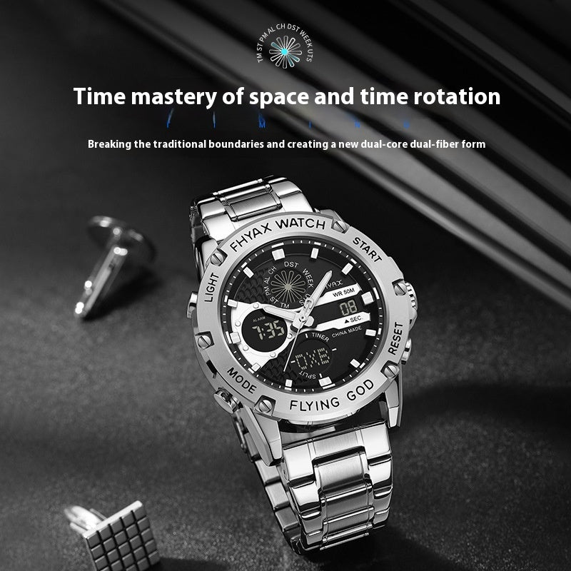 Business Casual Doppel-Display Leuchtende Wasserdichte Uhr