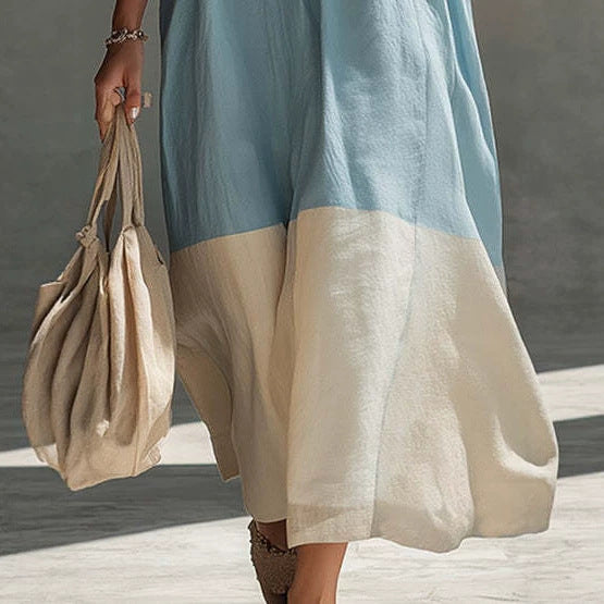 Chic Strap Maxi-Kleid mit Farbkontrast – Bild 10 | LuxeStyle