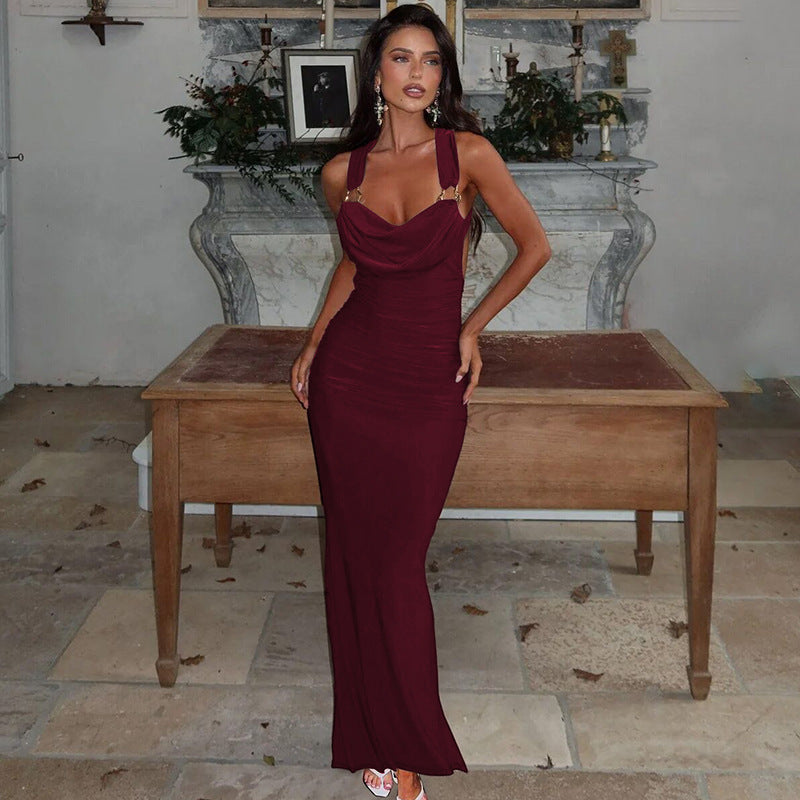 Elegantes rückenfreies Plissee-Trägerkleid – Bild 5 | LuxeStyle