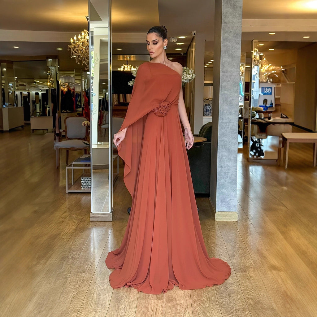 Off-Shoulder Chiffon-Kleid – Bild 1 | LuxeStyle