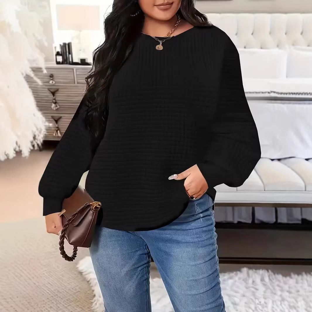 Waffle-Strick Crewneck Sweatshirt für Damen – Ansicht 4
