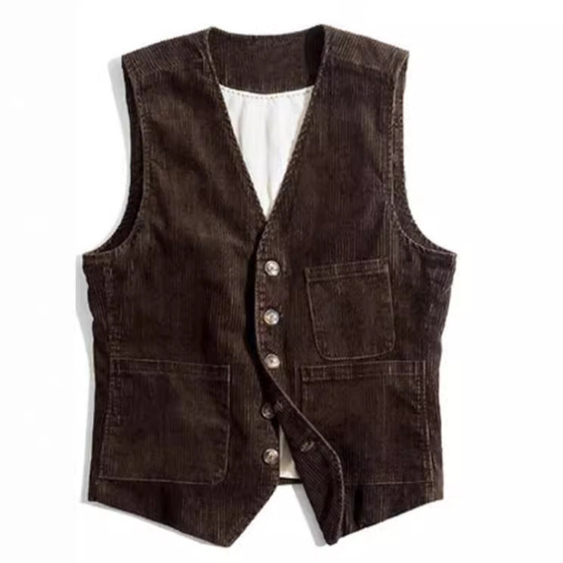 Corduroy-Weste für Herren mit Patchwork