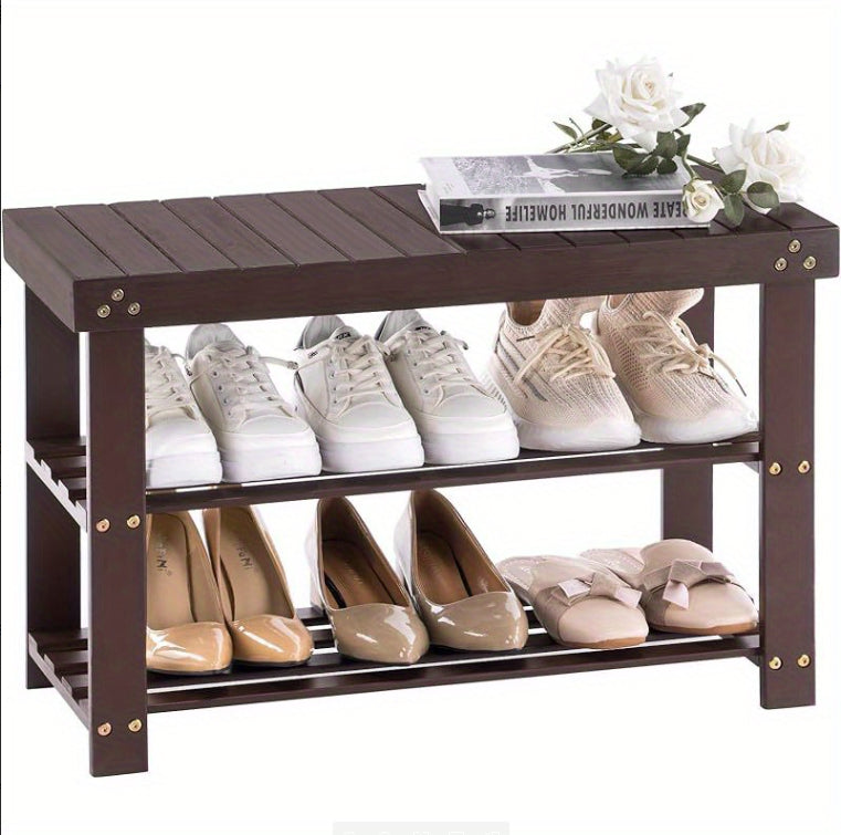 3-stöckiges Schuhregal mit Sitzfläche