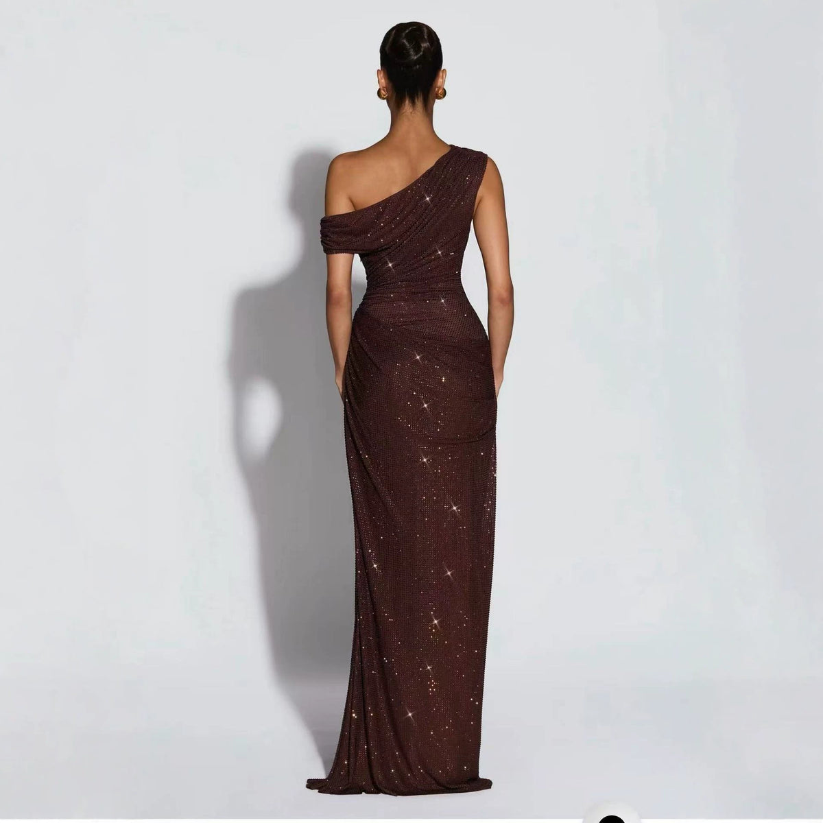 Off-Shoulder Long Kleid in Beige | LuxeStyle