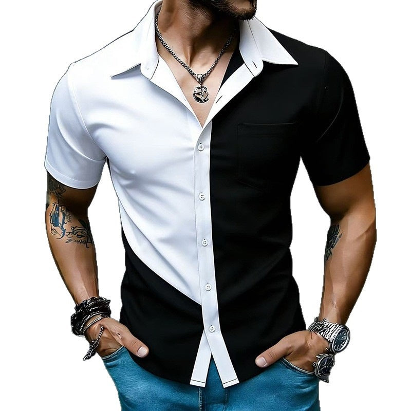 Color-Block Kurzarmhemd für Herren – Bild 2 | LuxeStyle
