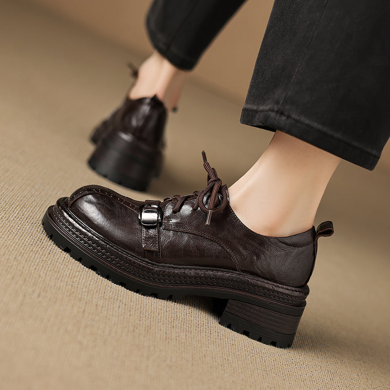 Damen Plateau Oxford aus Lammleder