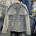 Boho-Jeansjacke «Dentelle» · Denim mit Spitzen-Panel