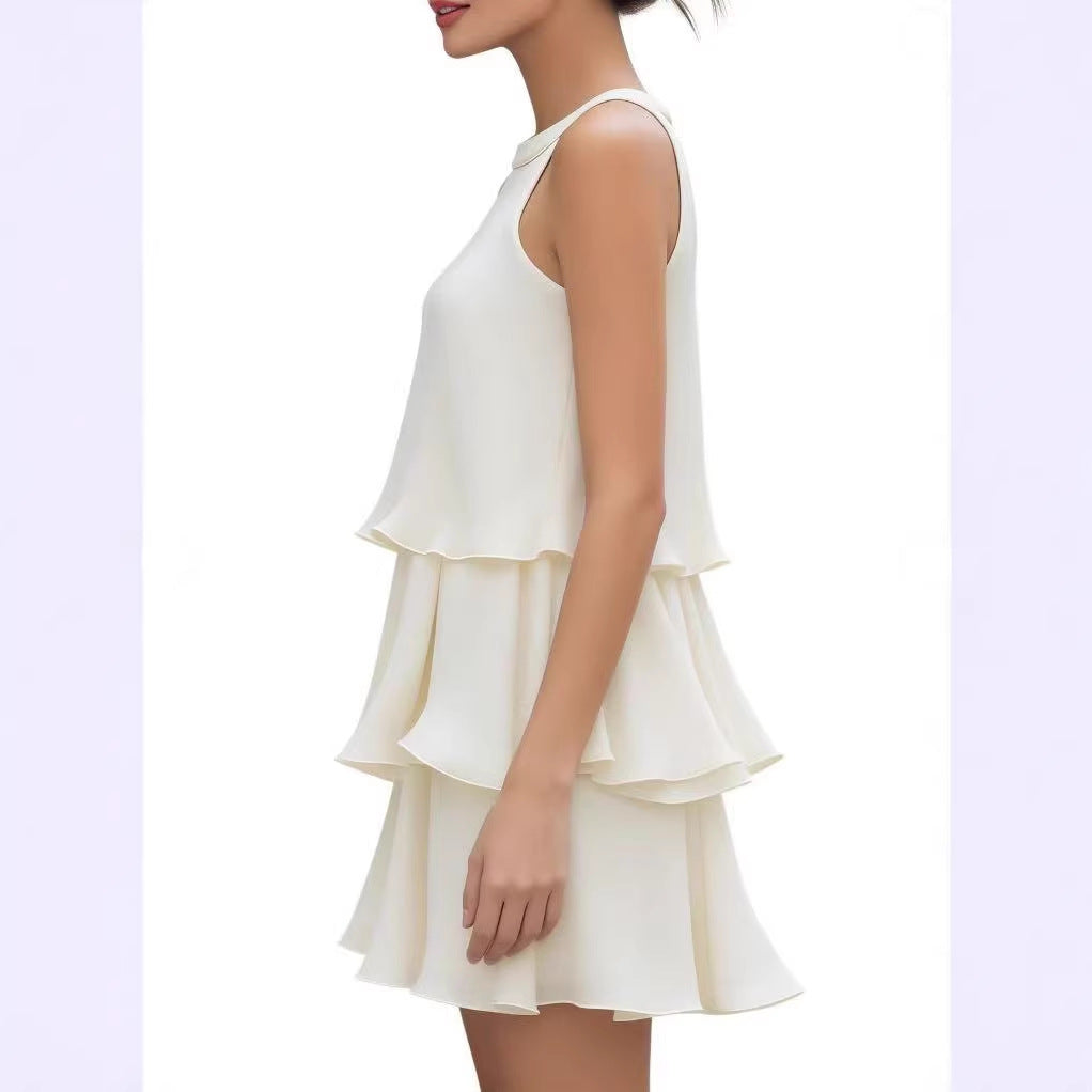 Ärmelloses gestuftes Chiffon-Minikleid – Bild 4 | LuxeStyle