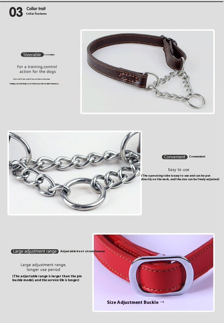 Semi-kontrolliertes P-Kettenhalsband aus Rindsleder – Bild 4 | LuxeStyle
