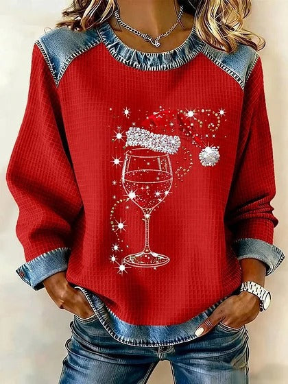 Retro-Pullover mit Druckmotiv