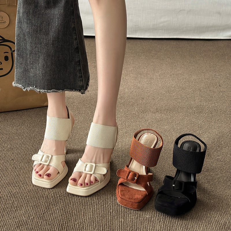 Suede Stiletto Sandalen