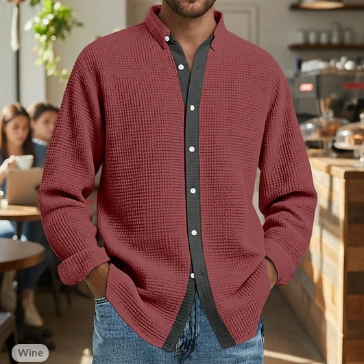 Herren Waffelpiqué Langarm Cardigan – Ansicht 5
