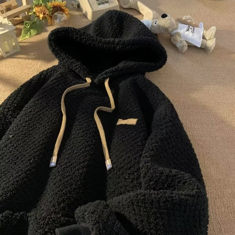 Extra-dickes Lammwoll-Fleece-Hoodie