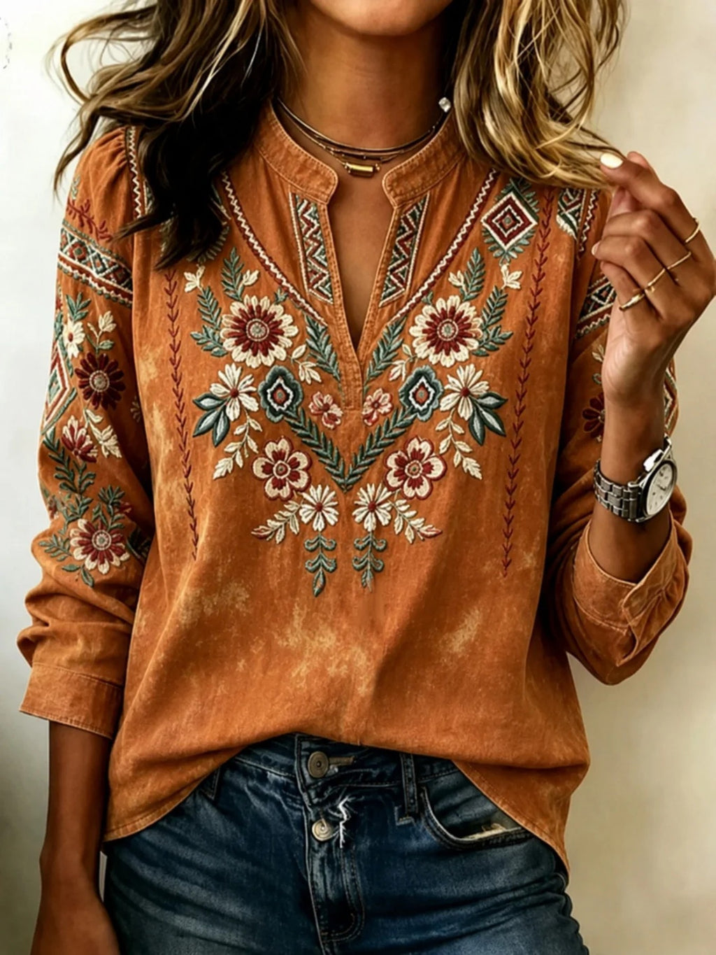 Bluse mit Blumenmuster und Cut-outs – Bild 10 | LuxeStyle