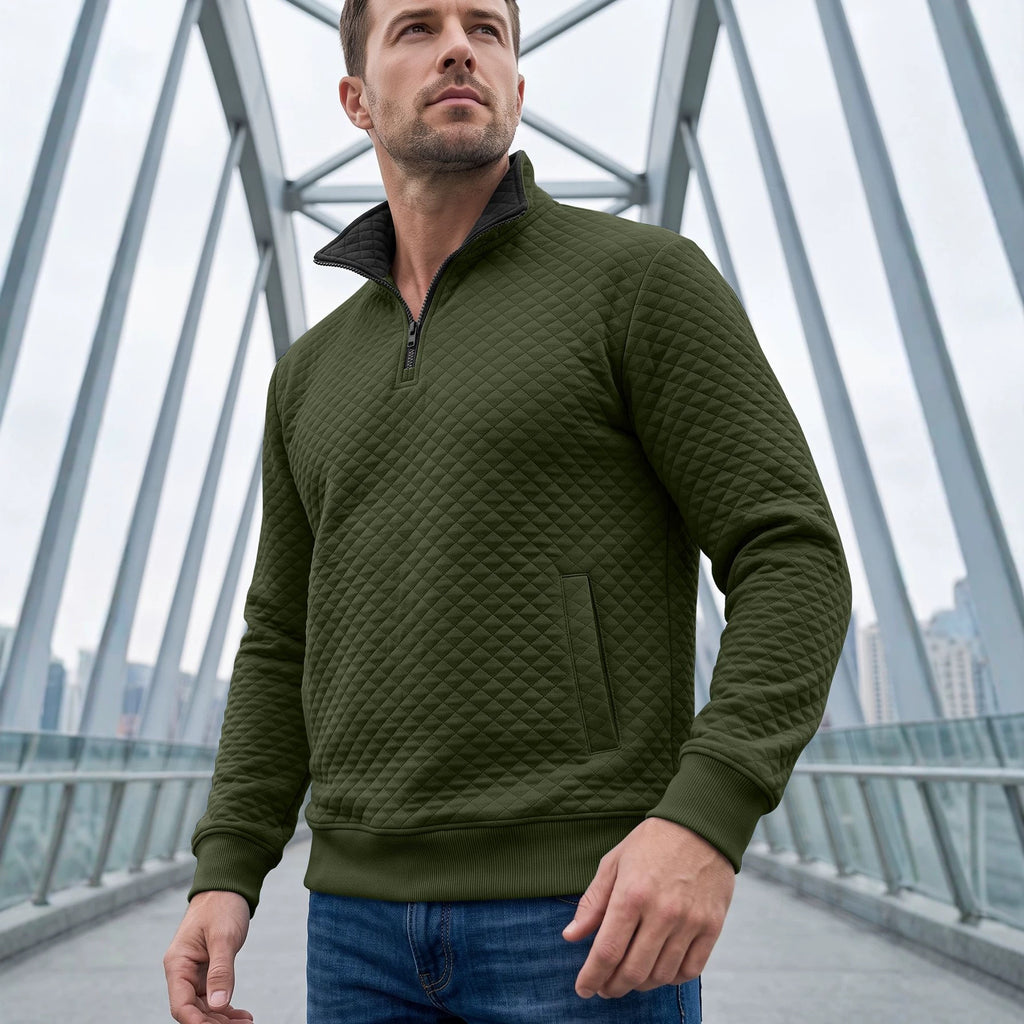 Herren Diamond-Check Half-Zip Sweatshirt