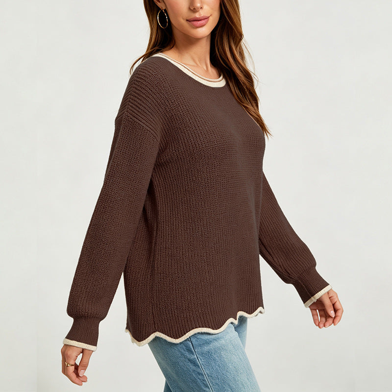 Vielseitiger Rundhals-Strickpullover für Damen