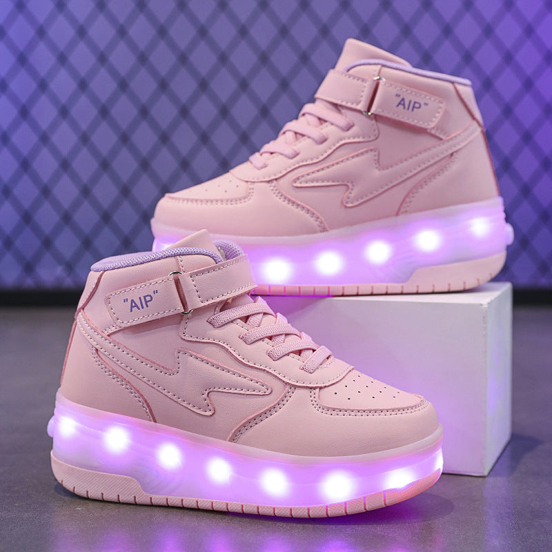 Jugendliche Lederrollschuhe mit Doppellaufrollen