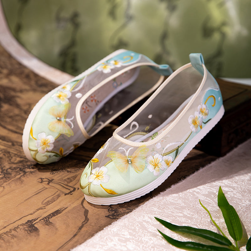Atmungsaktive Mesh-Ballerinas mit Schmetterling