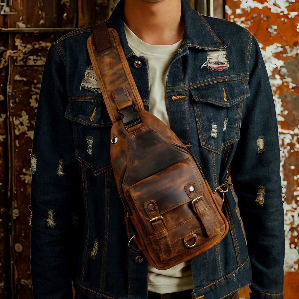 Vintage Leder Crossbody Bag für Herren