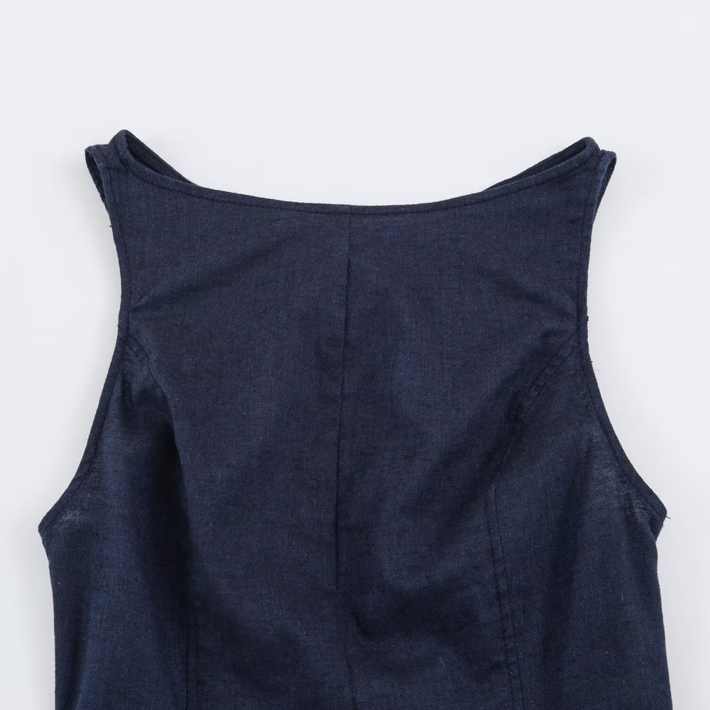 Ärmelloses A-Linien-Kleid mit offenem Rücken
