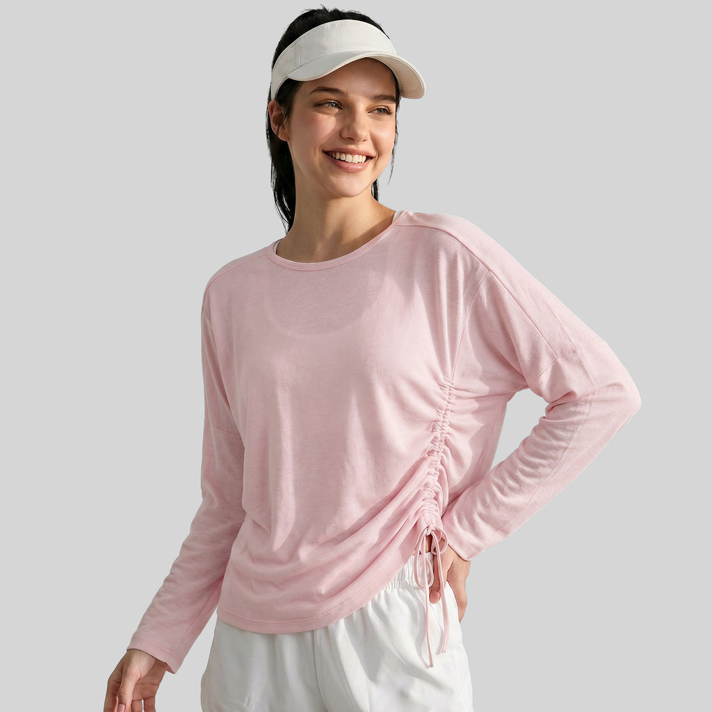 Langarm Yoga-Top mit Kordelzug