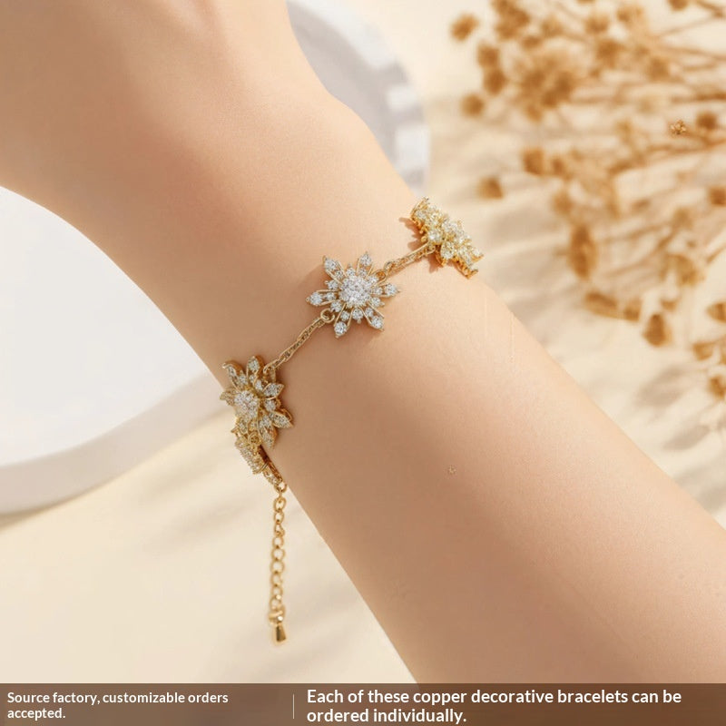 Schneeflocken-Armband mit Zirkonia-Pavé
