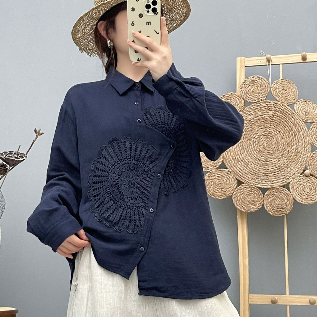 Elegantes Langarmshirt mit Stickerei – Bild 2 | LuxeStyle