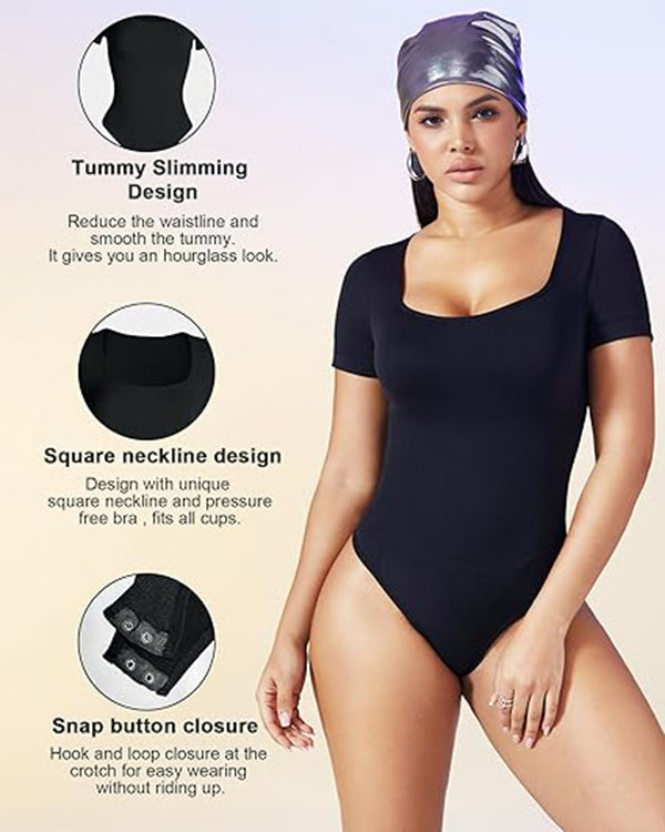 Nahtloser Bodysuit mit eckigem Ausschnitt