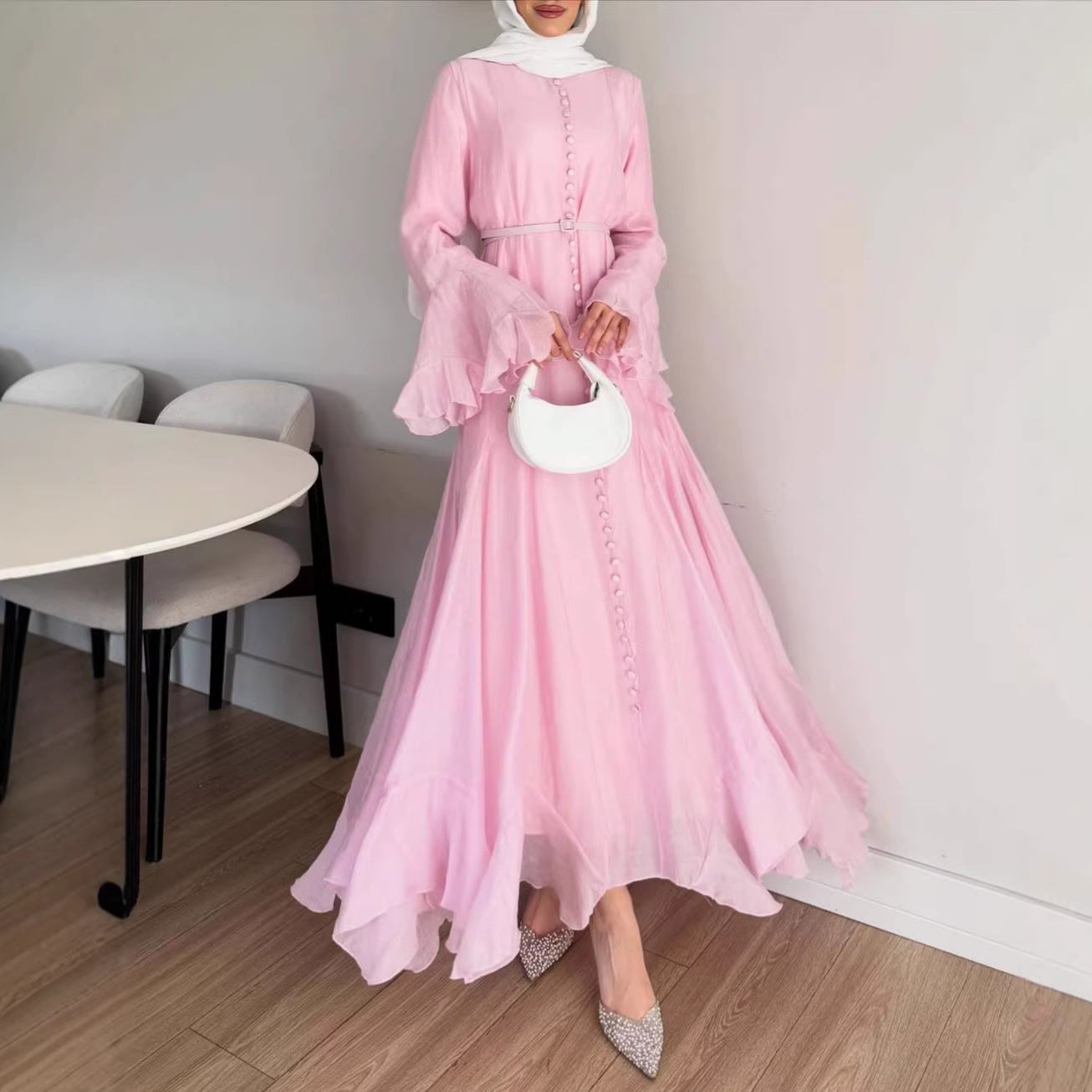 Damen A-Linien Kleid mit ausgestellten Ärmeln