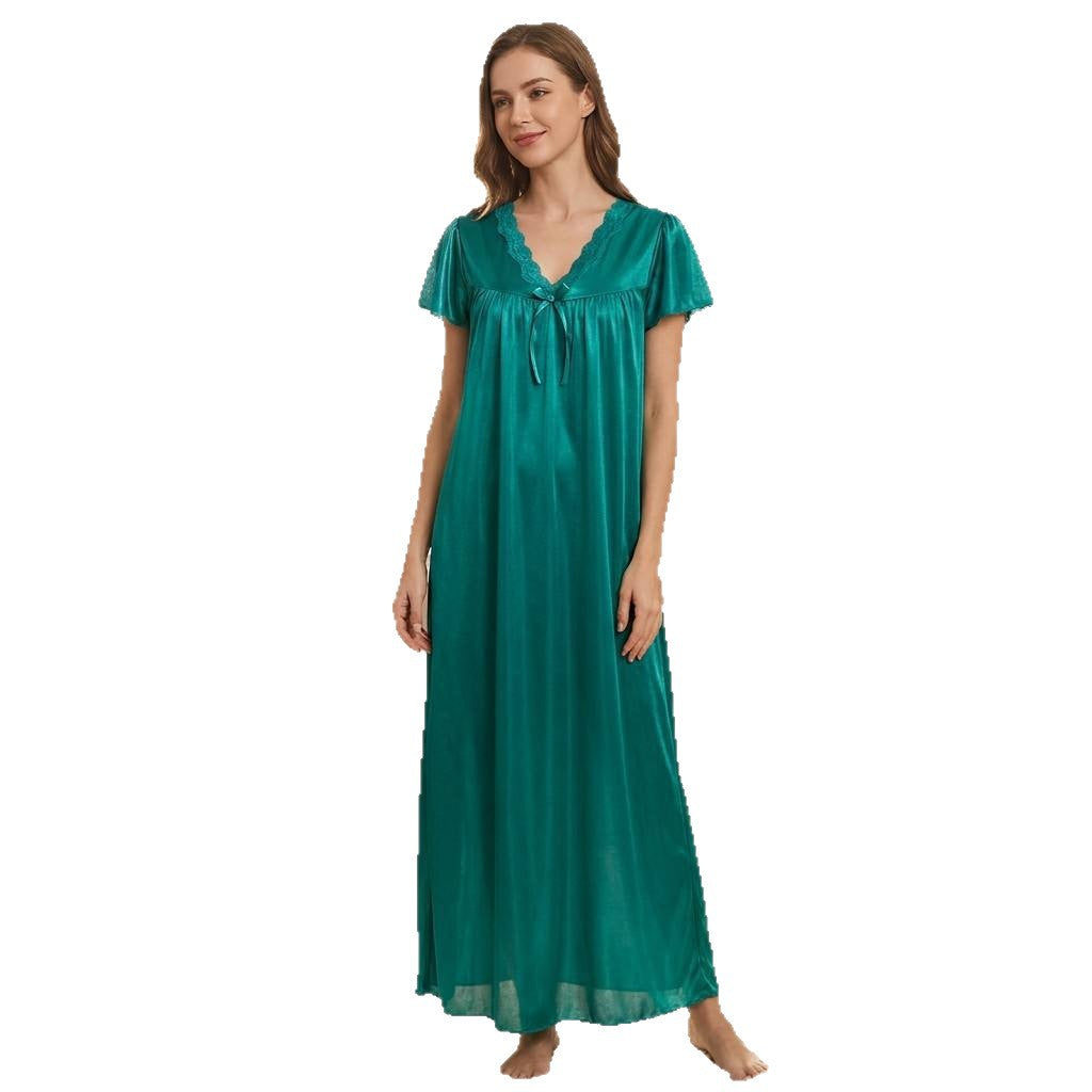 V-Ausschnitt Maxikleid mit Spitze
