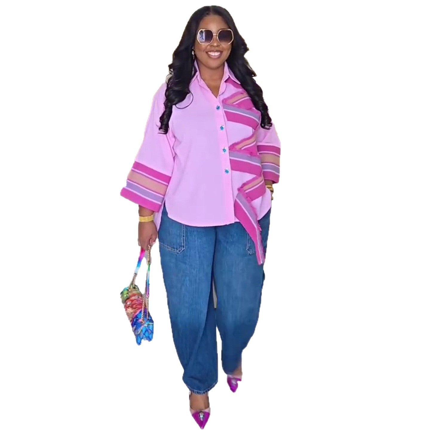 Lässiges Patchwork Longshirt im Afrika-Stil