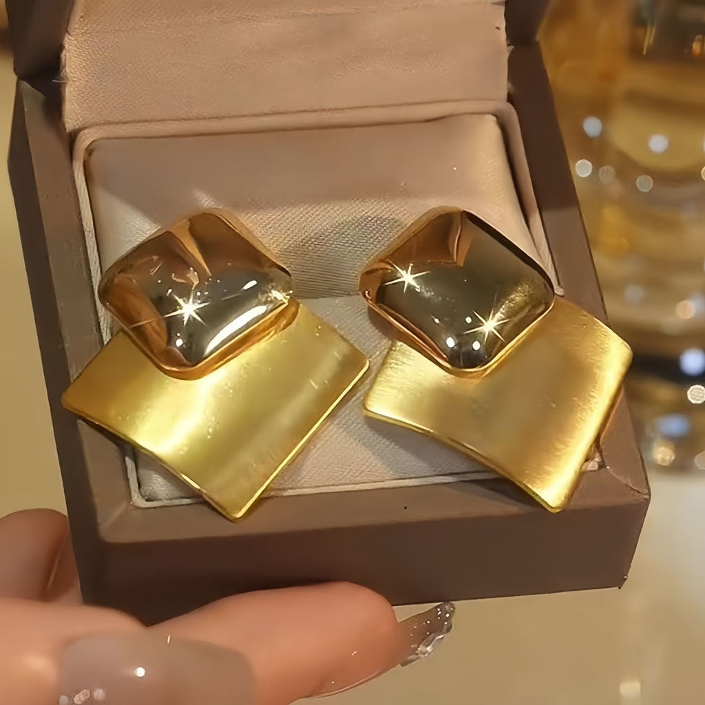 Statement-Ohrringe «Doré» · gebürstetes Gold, quadratisch