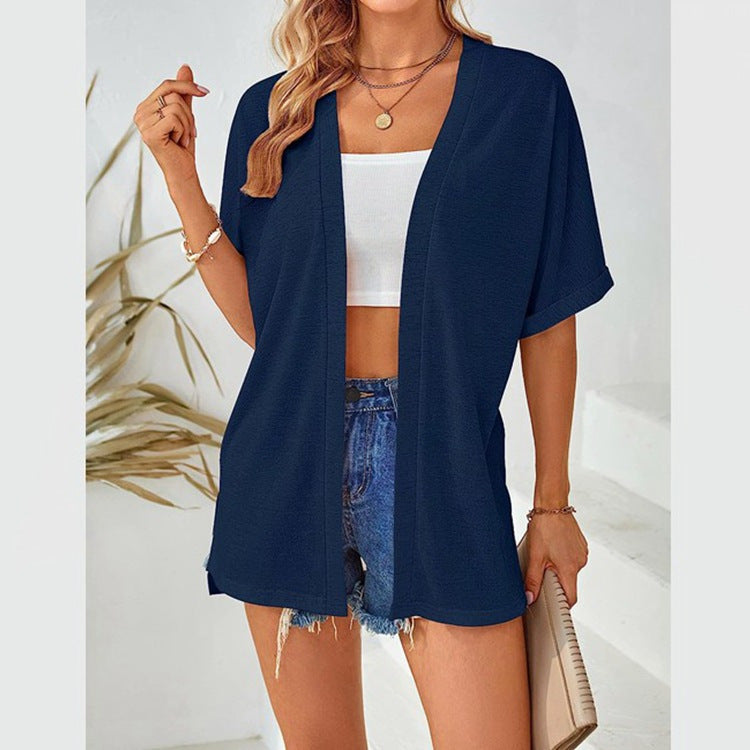 Einfarbige Damen-Tunika-Bluse