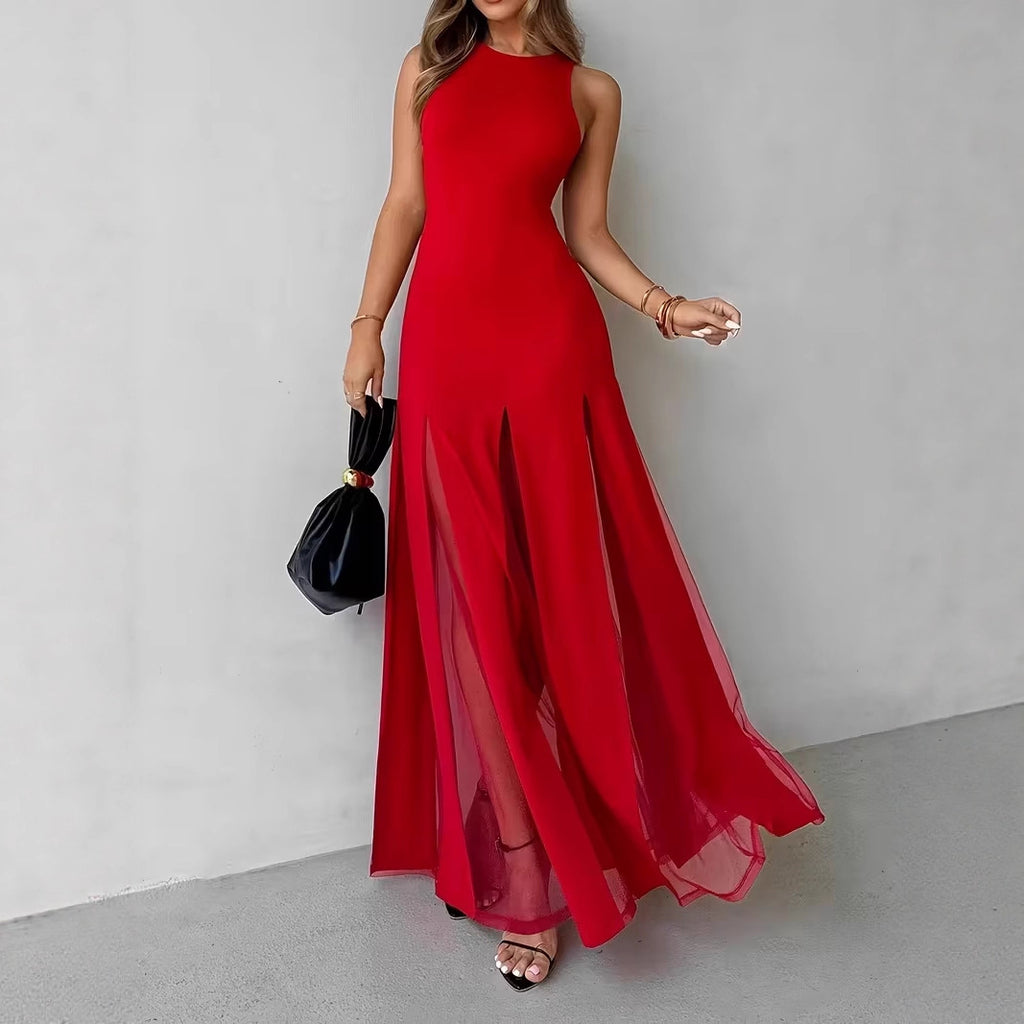 Elegantes ärmelloses langes Kleid mit Seitenschlitz – Bild 1 | LuxeStyle
