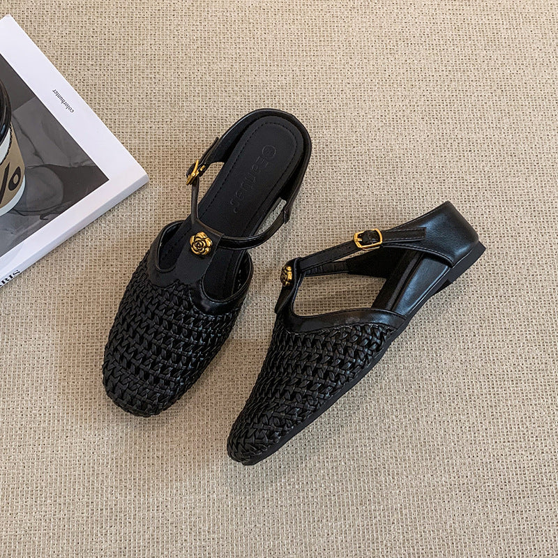 Gewebte Zehensteg-Sandalen mit Schnallen – Bild 4 | LuxeStyle