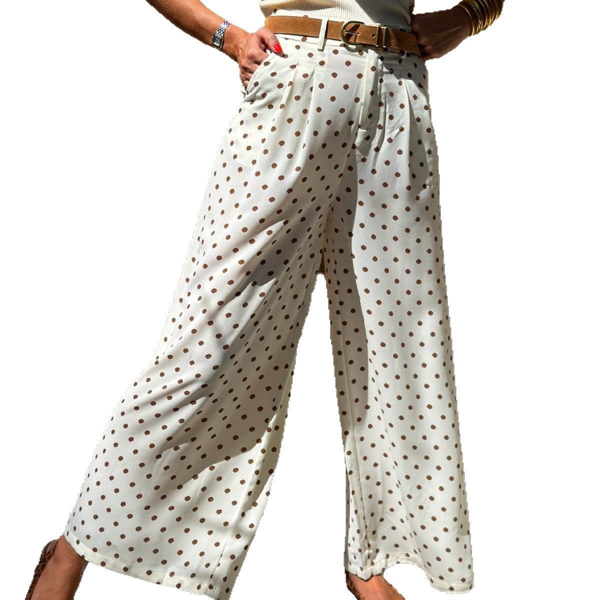 Weite Freizeithose mit Polka Dots