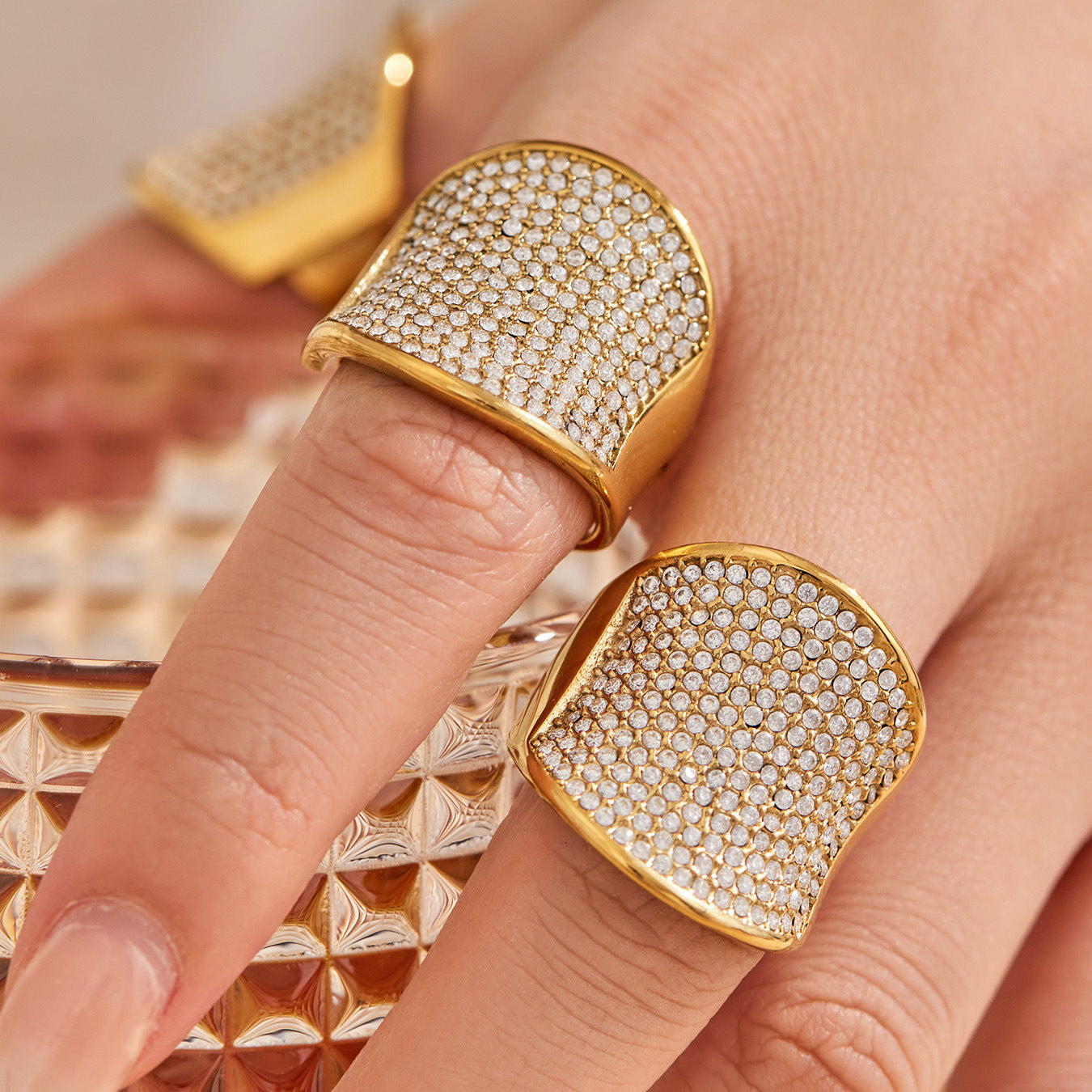 18k Gold Damenring Edelstahl