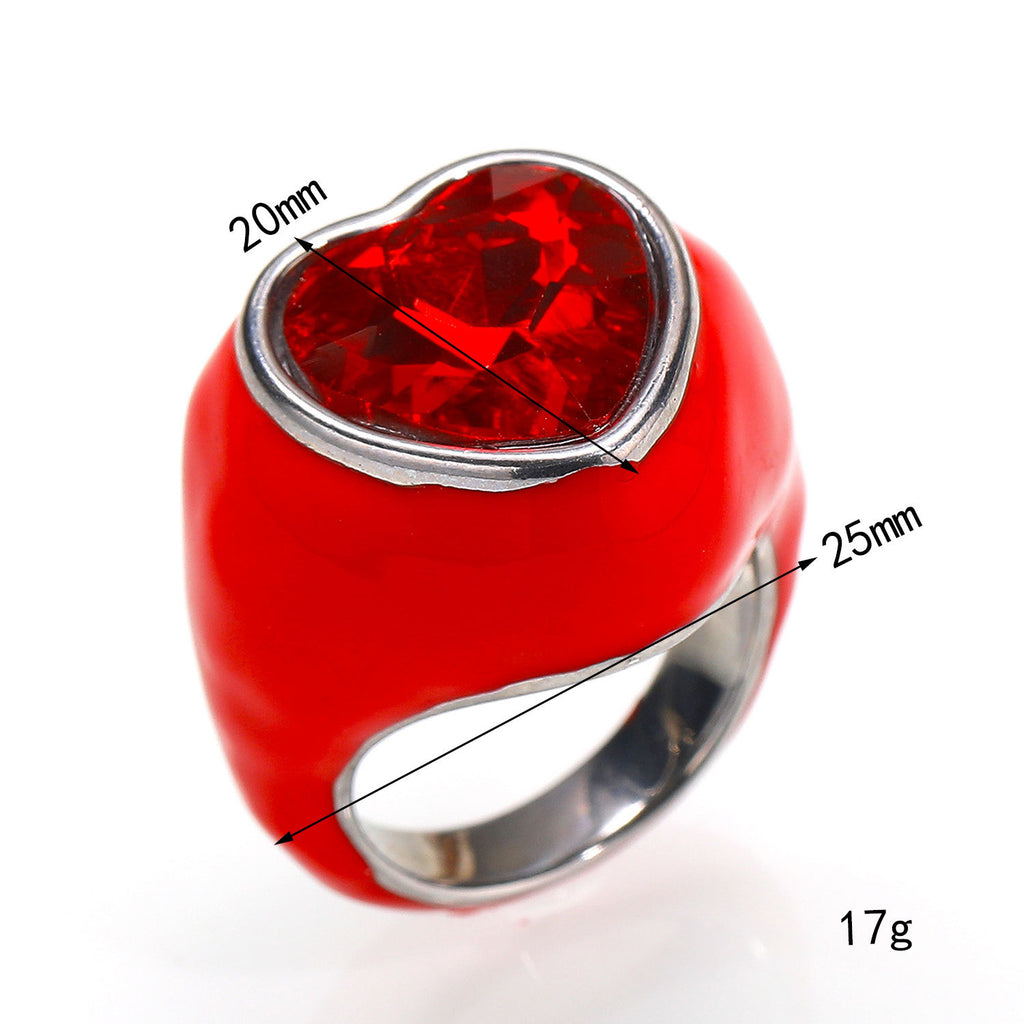 Titanstahl-Ring mit Emaille und grossem Edelstein – Bild 3 | LuxeStyle