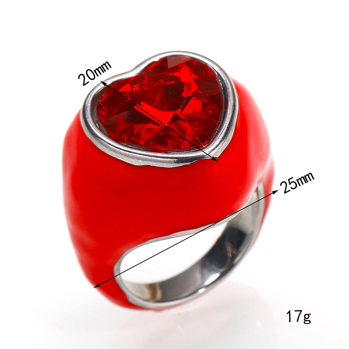 Titanstahl-Ring mit Emaille und grossem Edelstein – Bild 3 | LuxeStyle
