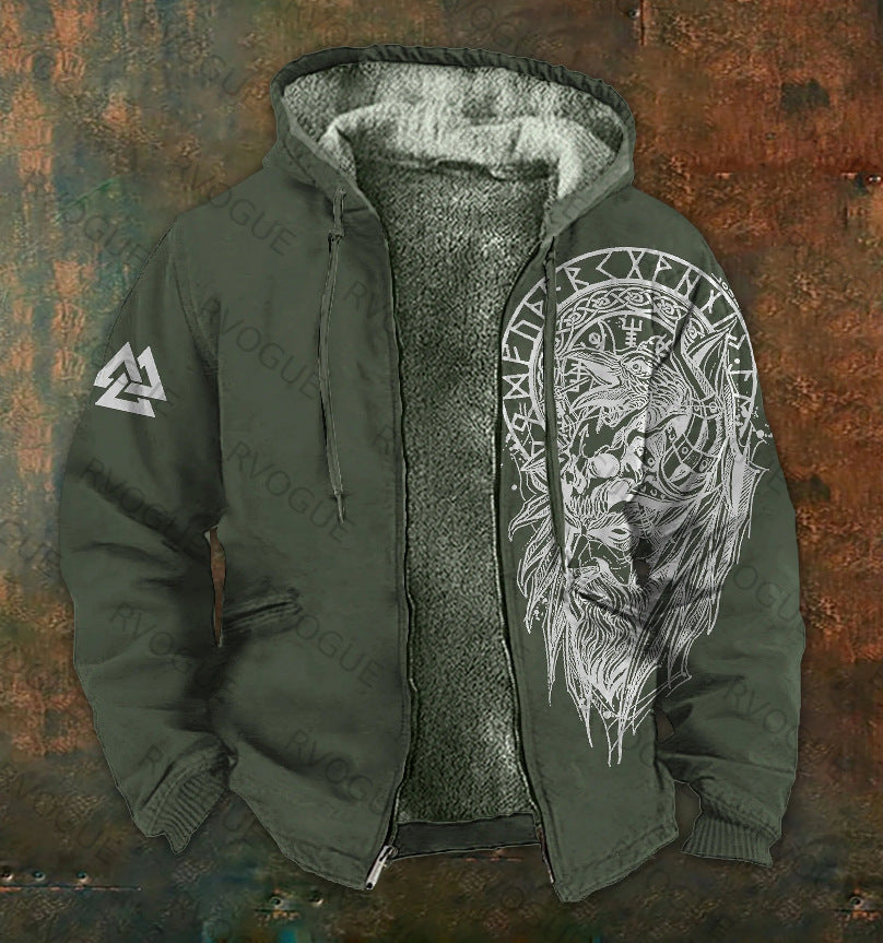 Kapuzen-Zipup Jacke mit 3D-Druck – Bild 9 | LuxeStyle
