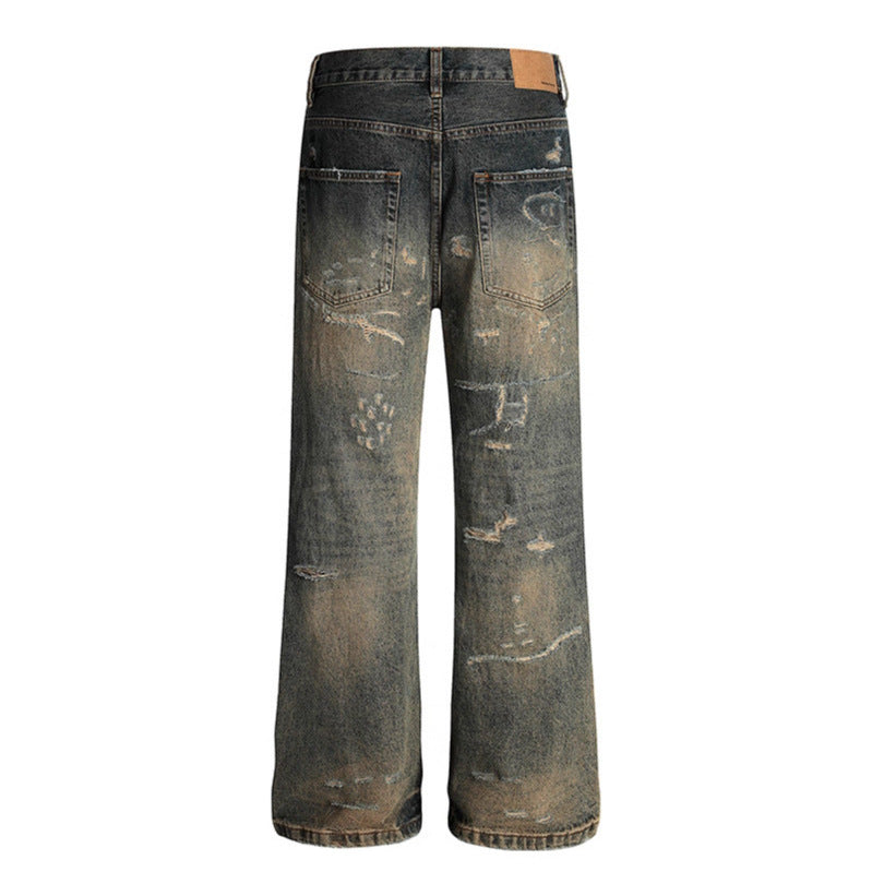 Retro Tie-Dye Jeans mit weitem Bein